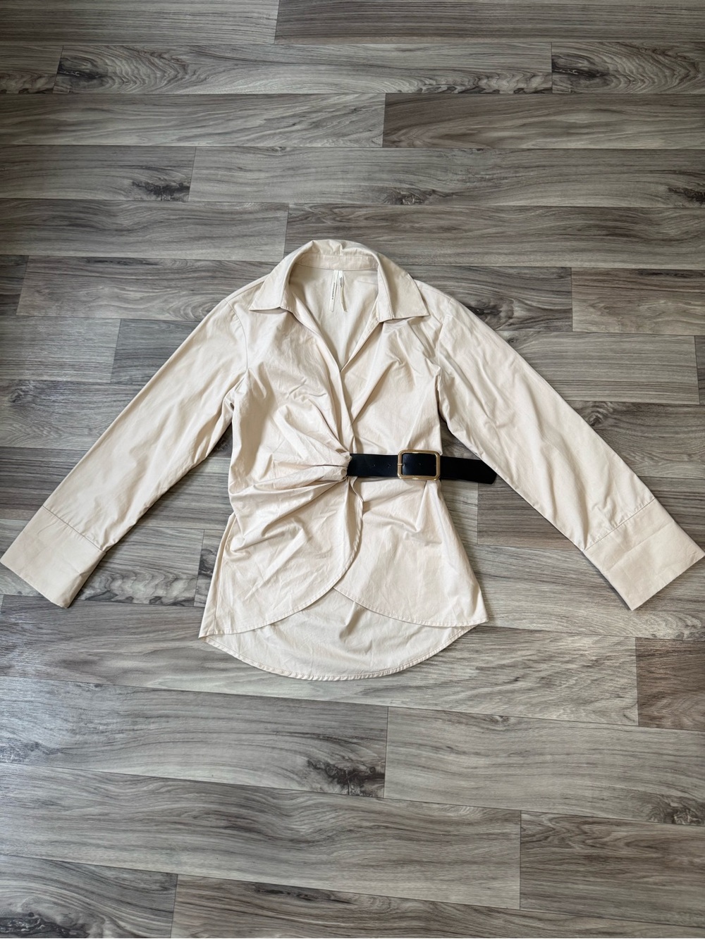Anthropologie Buckle Blouse in Beige Size Extra Small